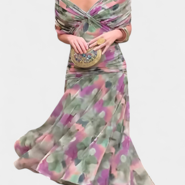 Lucie Elegantní Vestido Largo Květinové Šaty Vzdušné