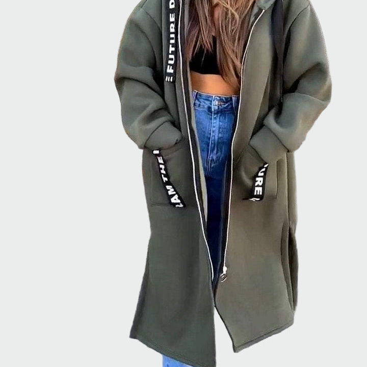 Věnceslava Výjimečná Luxusní Dlouhý Kabát Kapucí