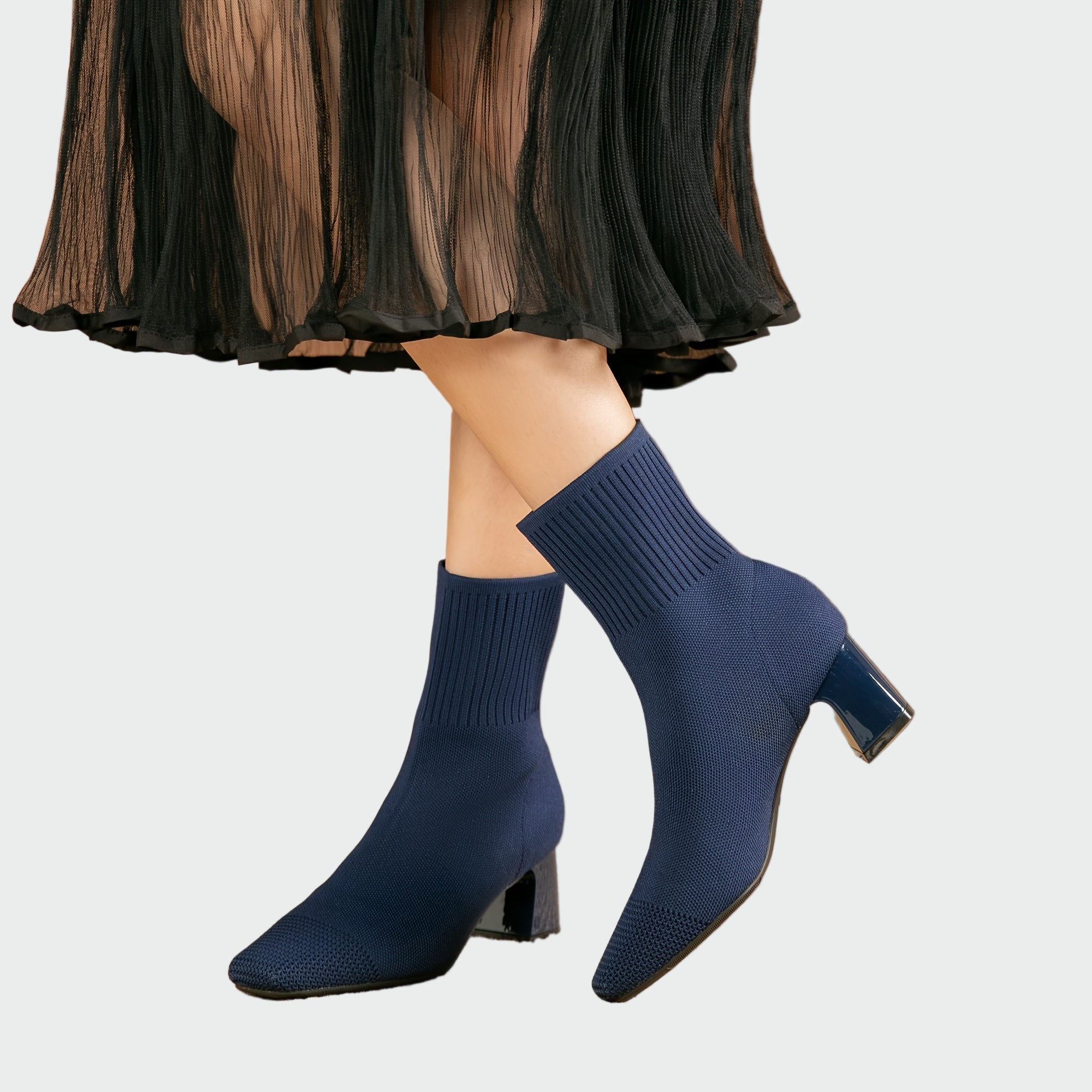 Gabriela Elegantní Pletené Kotníkové Kozačky Stabilní