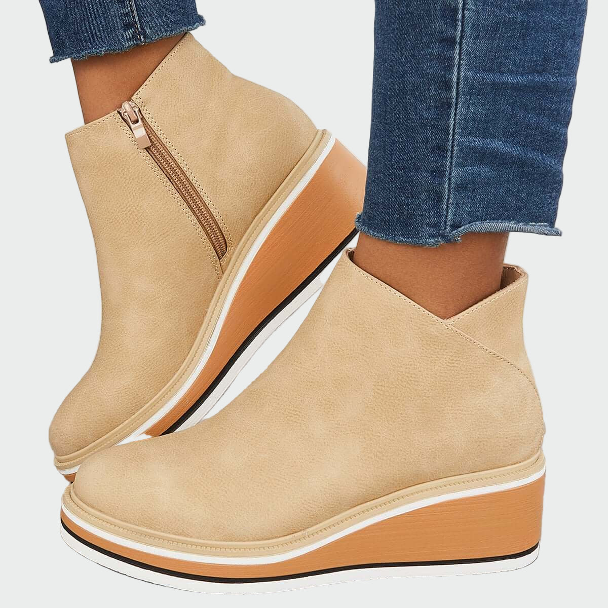 Anna Elegantní Kožené Kotníkové Platformové Městské