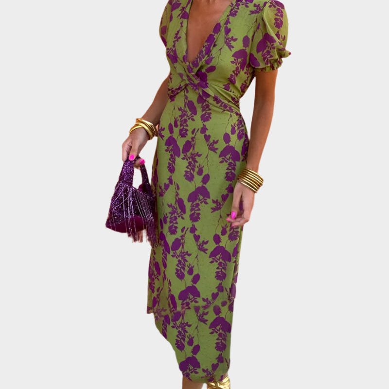 Magdaléna Elegantní Vestido Estampado Floral Pasovou