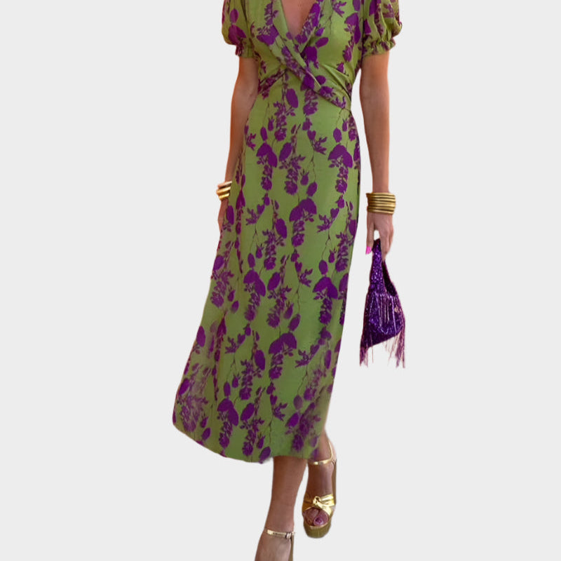 Magdaléna Elegantní Vestido Estampado Floral Pasovou