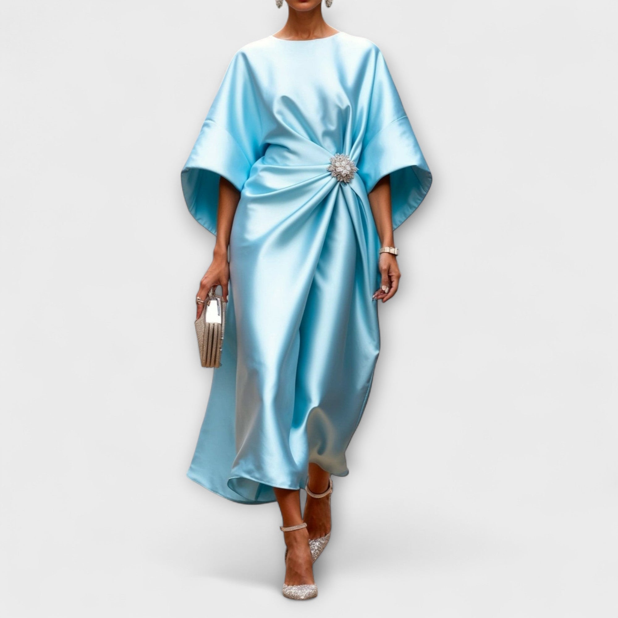 Luxusní saténové maxi šaty s leskem