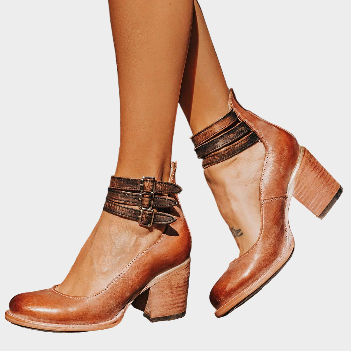 Karolína Sofistikovaná Kožené Kotníkové Boty Podpatek