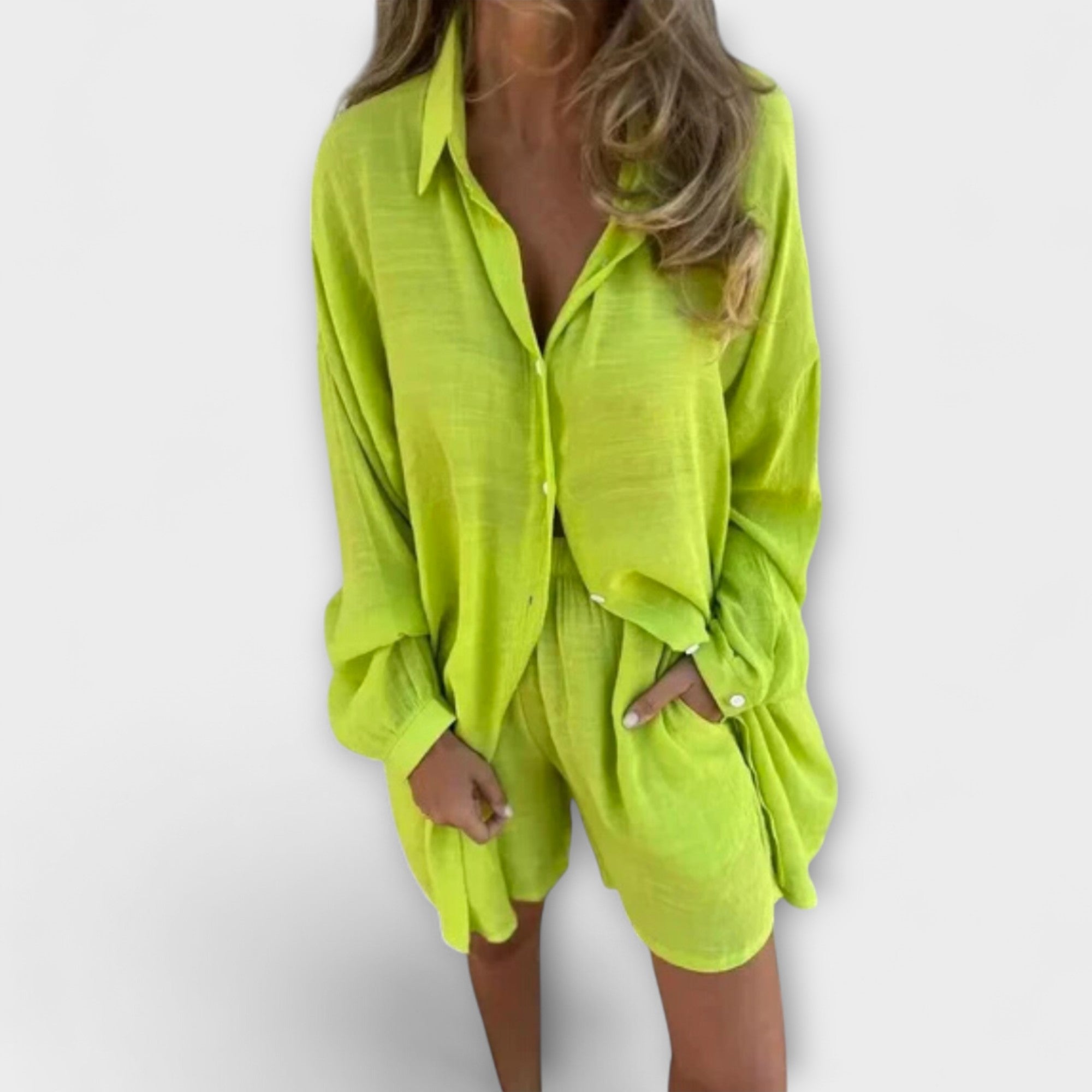 Lina | Lněný set košile a kraťasů