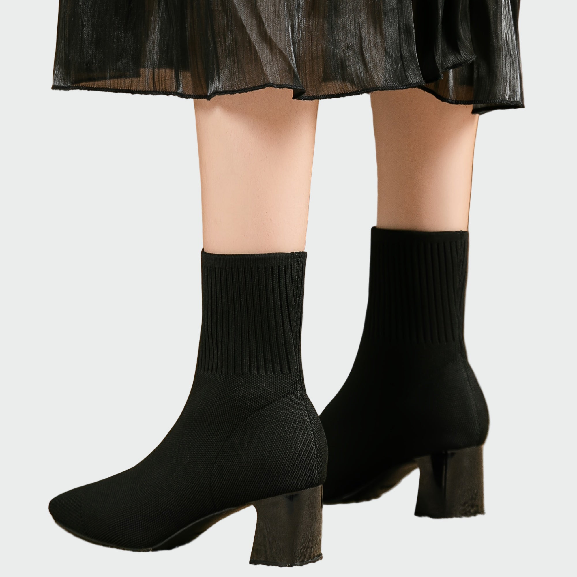 Gabriela Elegantní Pletené Kotníkové Kozačky Stabilní