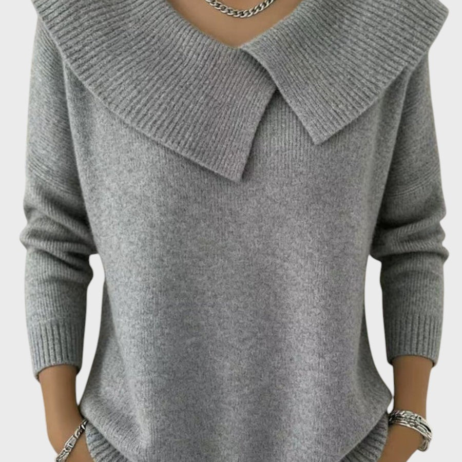 Barbora | Elegantní pletený svetr s výrazným límcem