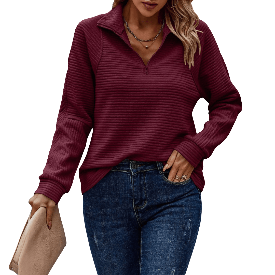 Milena | Elegantní pulovr s polovičním zipem
