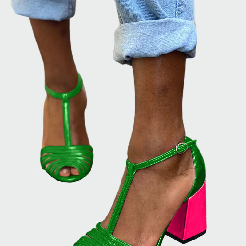 Magdaléna Elegantní Sandály S T ŠirokýmStabilnímPodpatkem