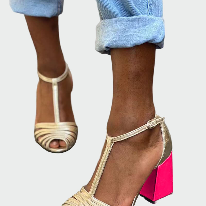 Magdaléna Elegantní Sandály S T ŠirokýmStabilnímPodpatkem