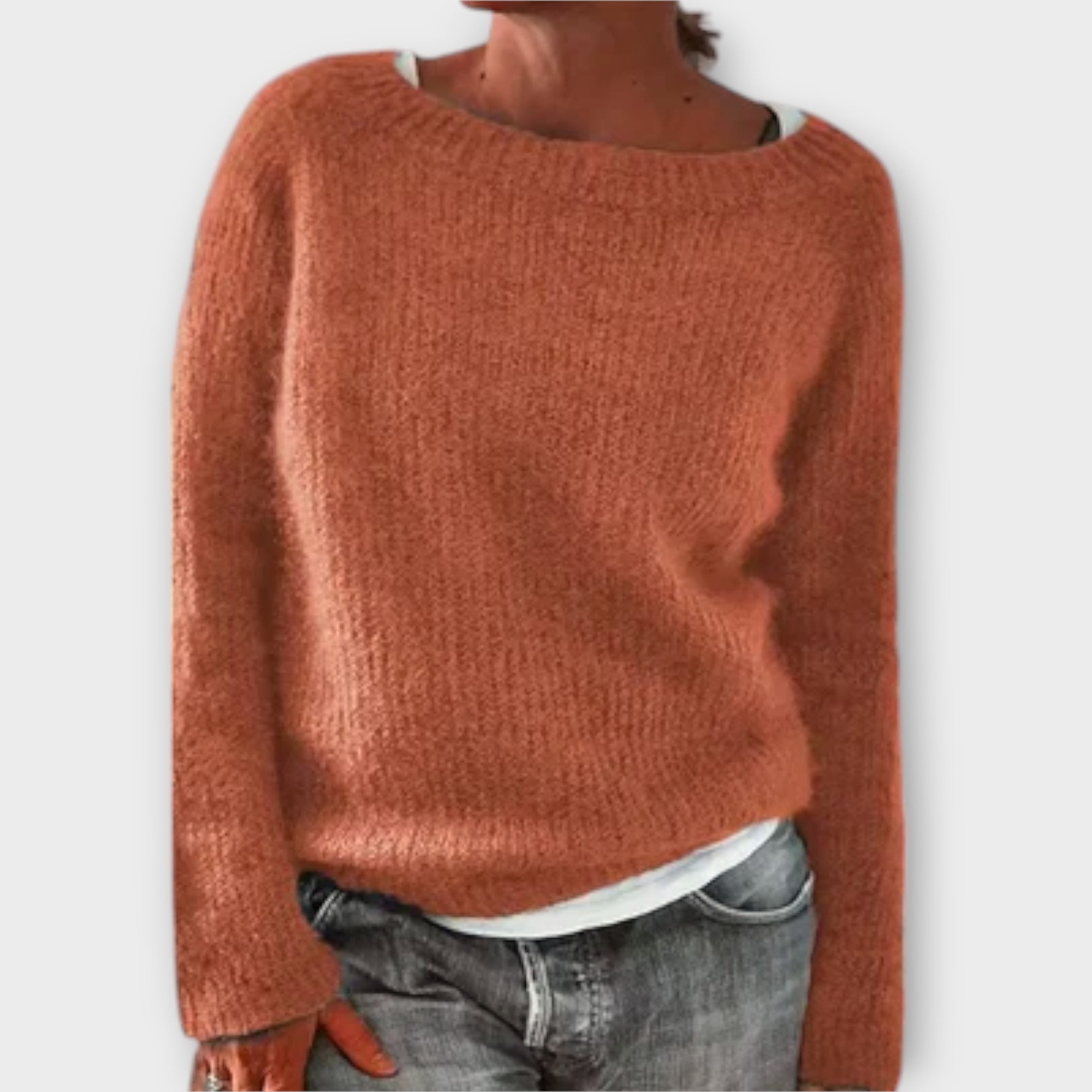 Solid color knit sweater