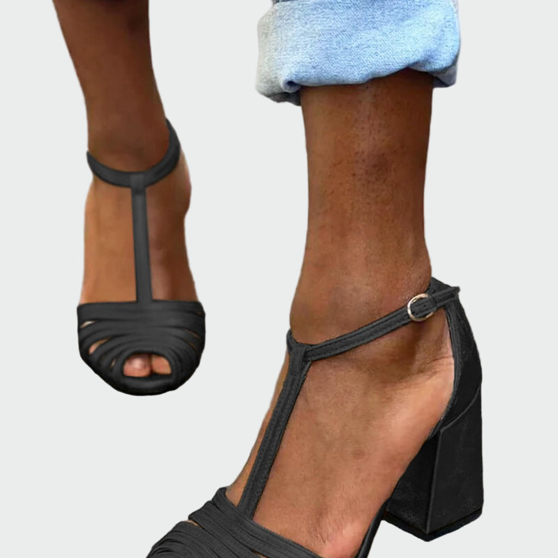 Magdaléna Exkluzivní Kožené Sandály TPáskem NaPodpatku