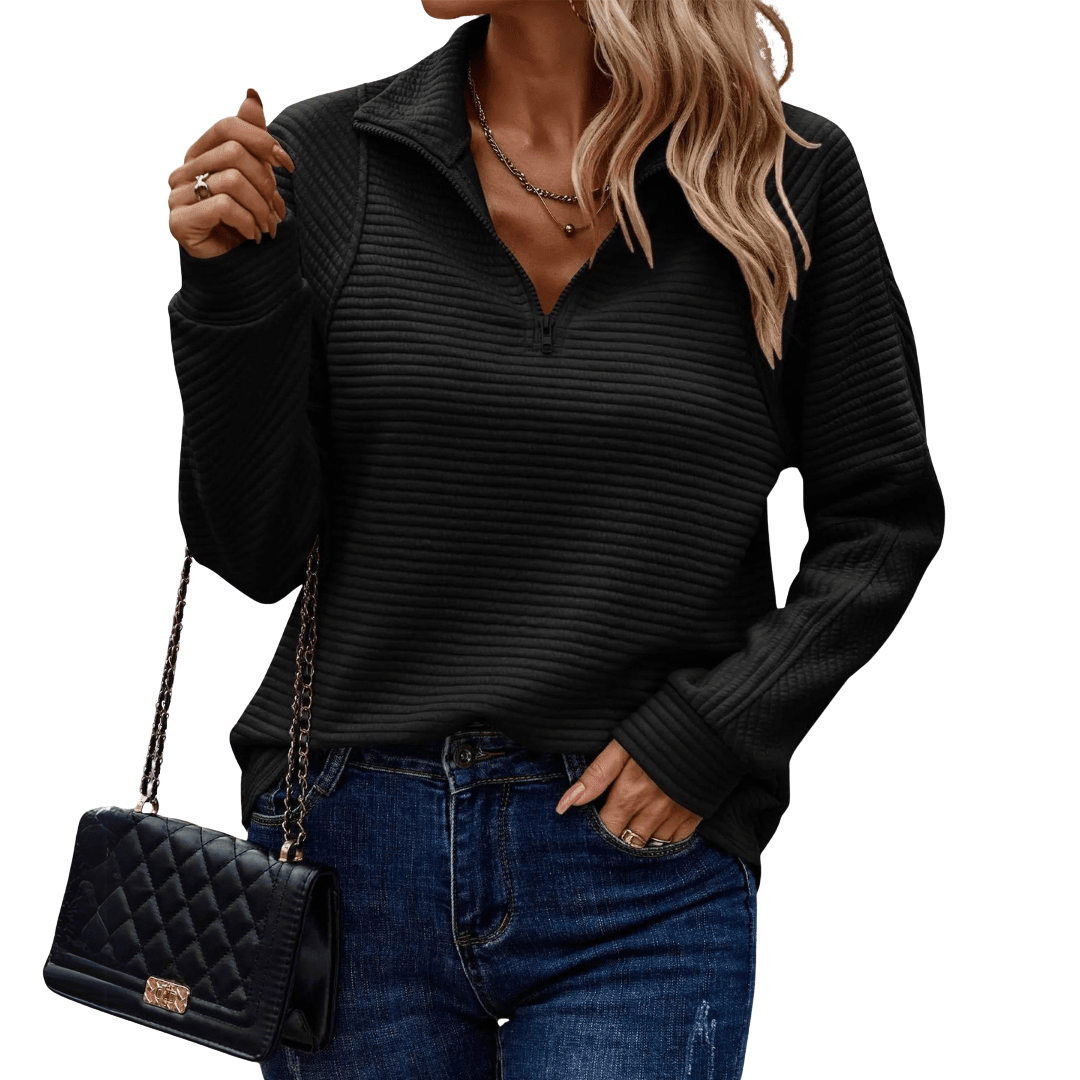 Milena | Elegantní pulovr s polovičním zipem