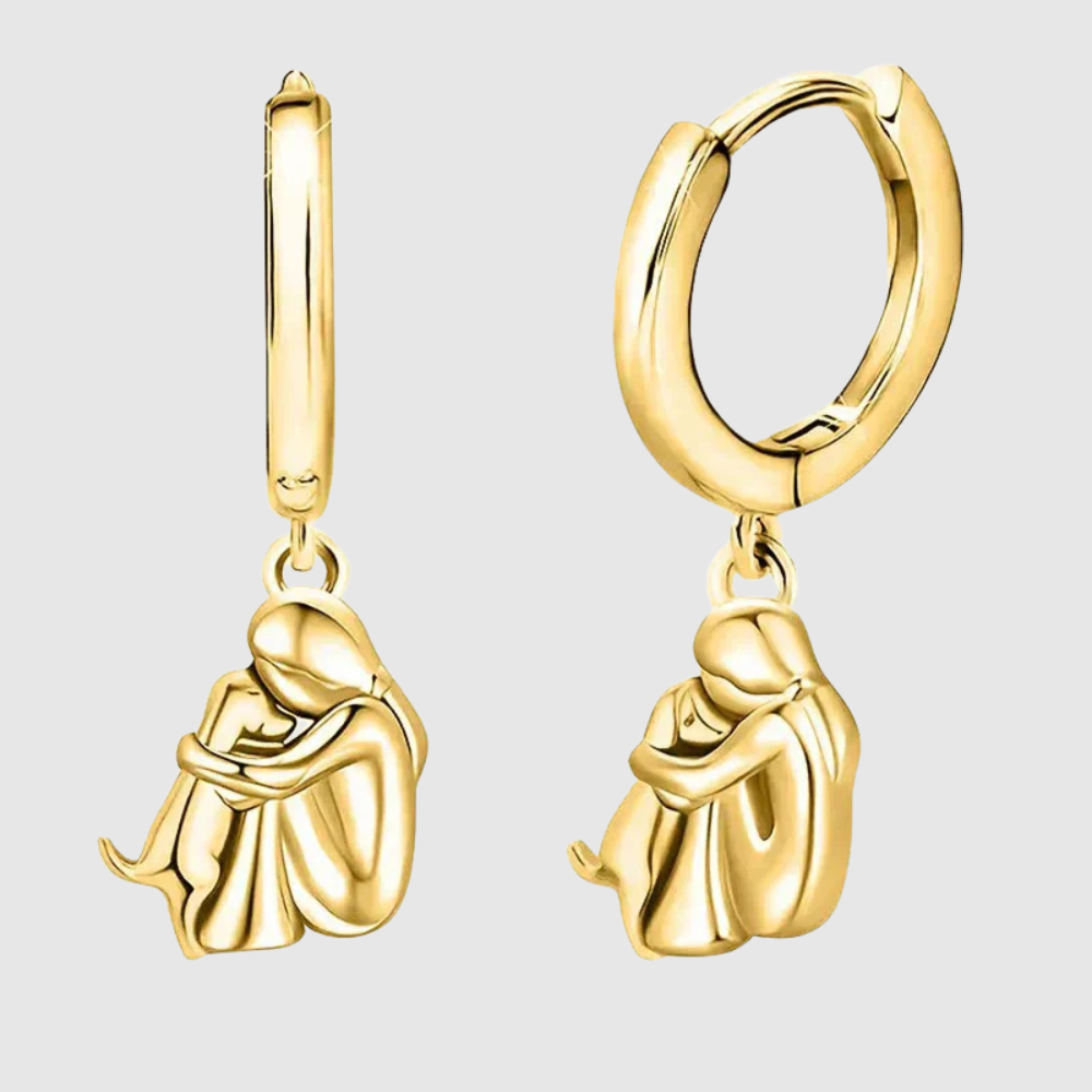 Elisa – Náušnice s ikonickým motivem dívky a psa (kruhový uzávěr)