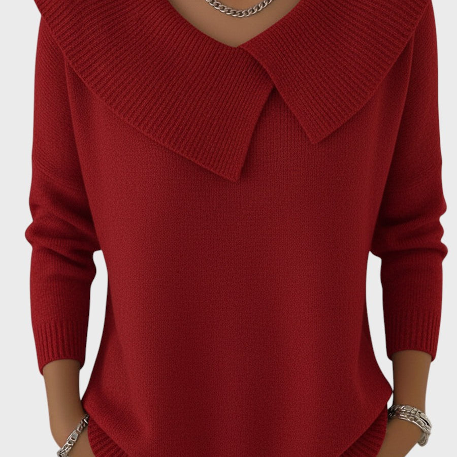 Barbora | Elegantní pletený svetr s výrazným límcem