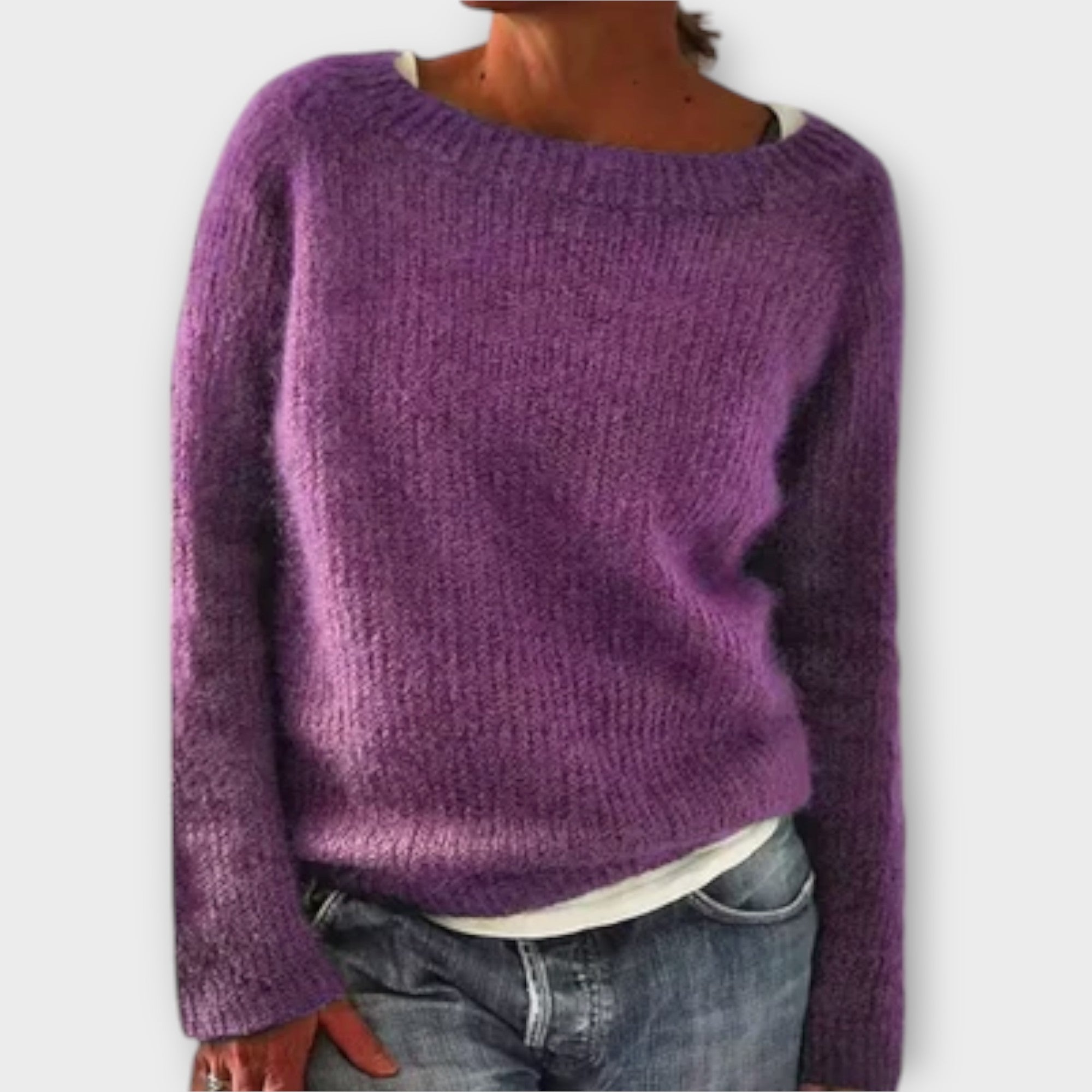 Solid color knit sweater