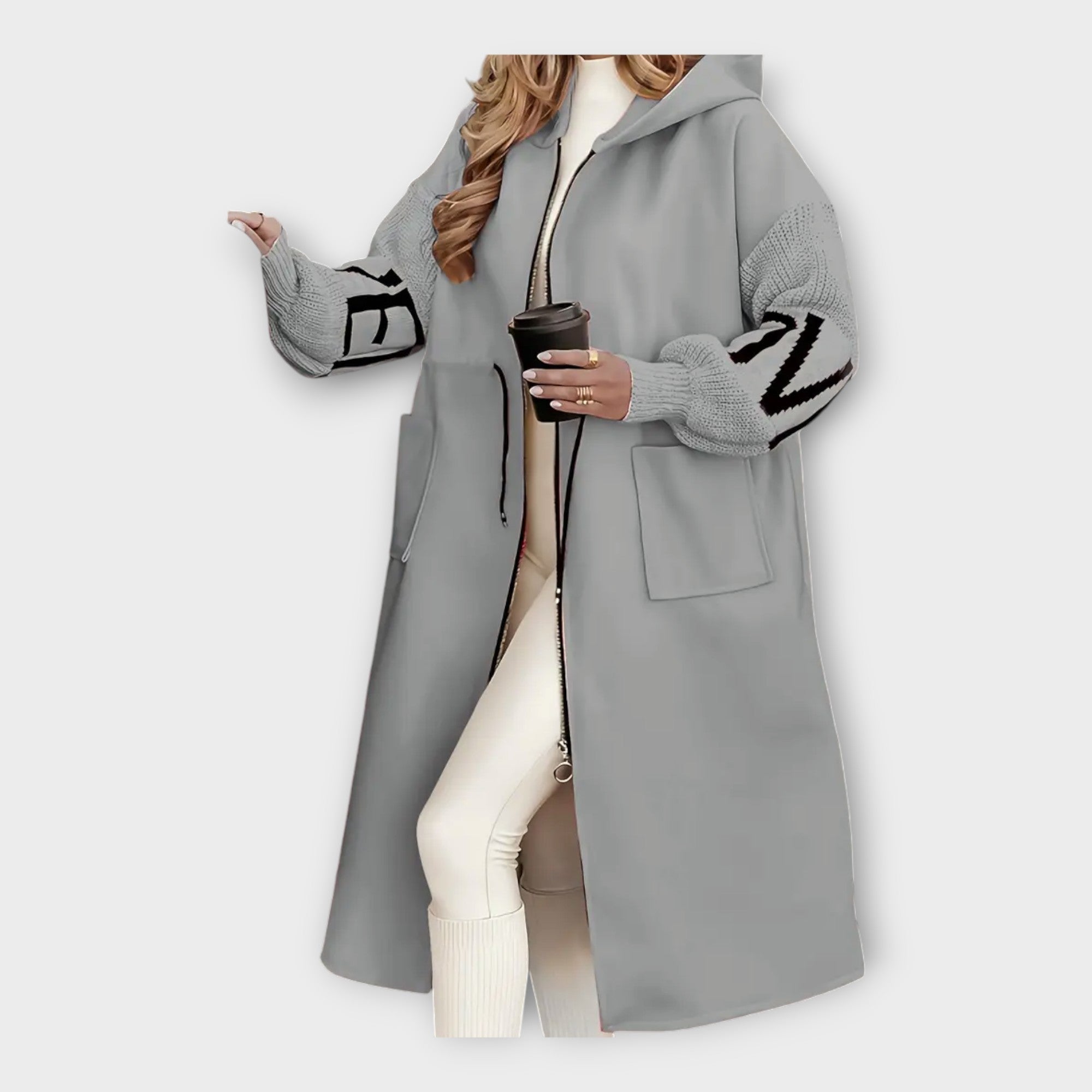 Karolína Sofistikovaná Dlouhý Kabát Moderních Detailů