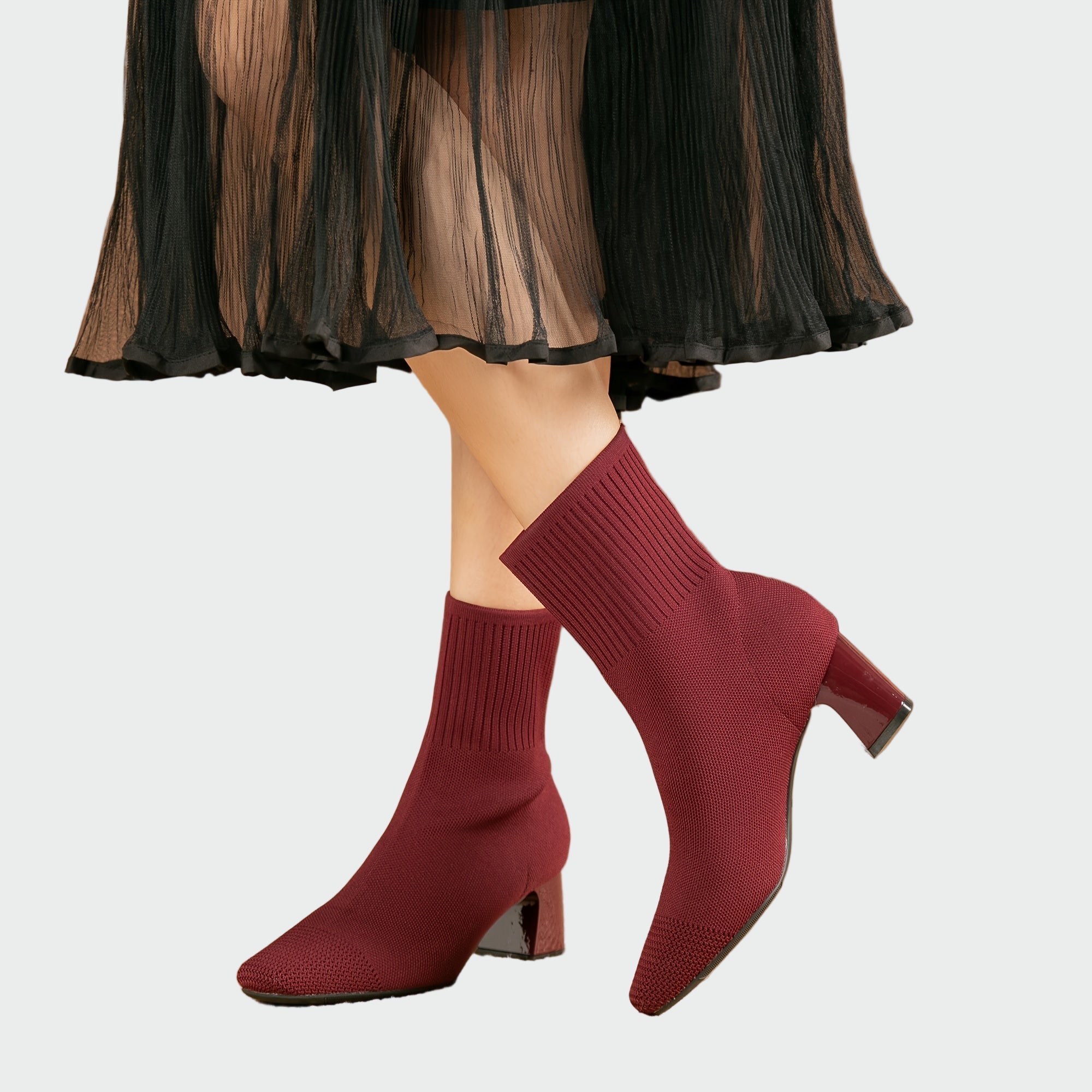 Gabriela Elegantní Pletené Kotníkové Kozačky Stabilní