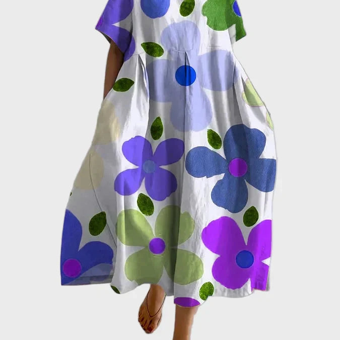 Magdaléna Impozantní Dlouhé Květinové Oversize Šaty