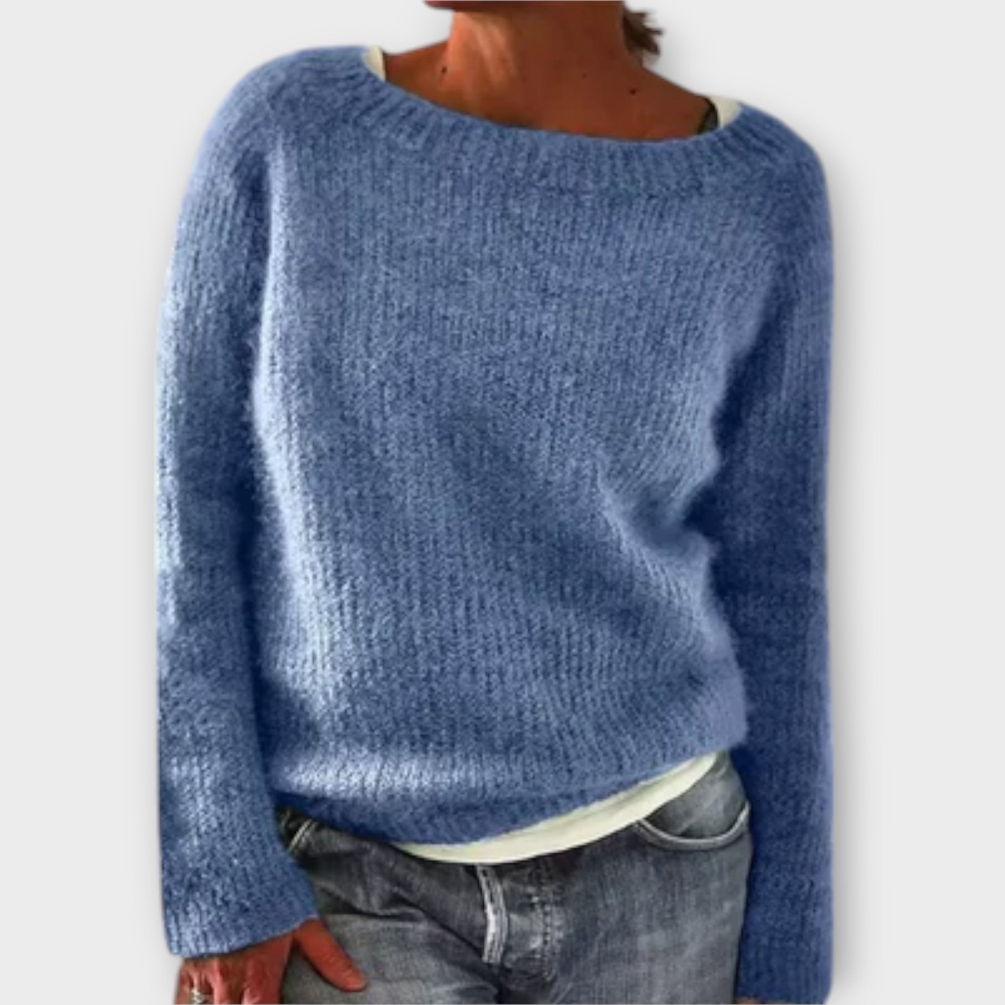 Solid color knit sweater