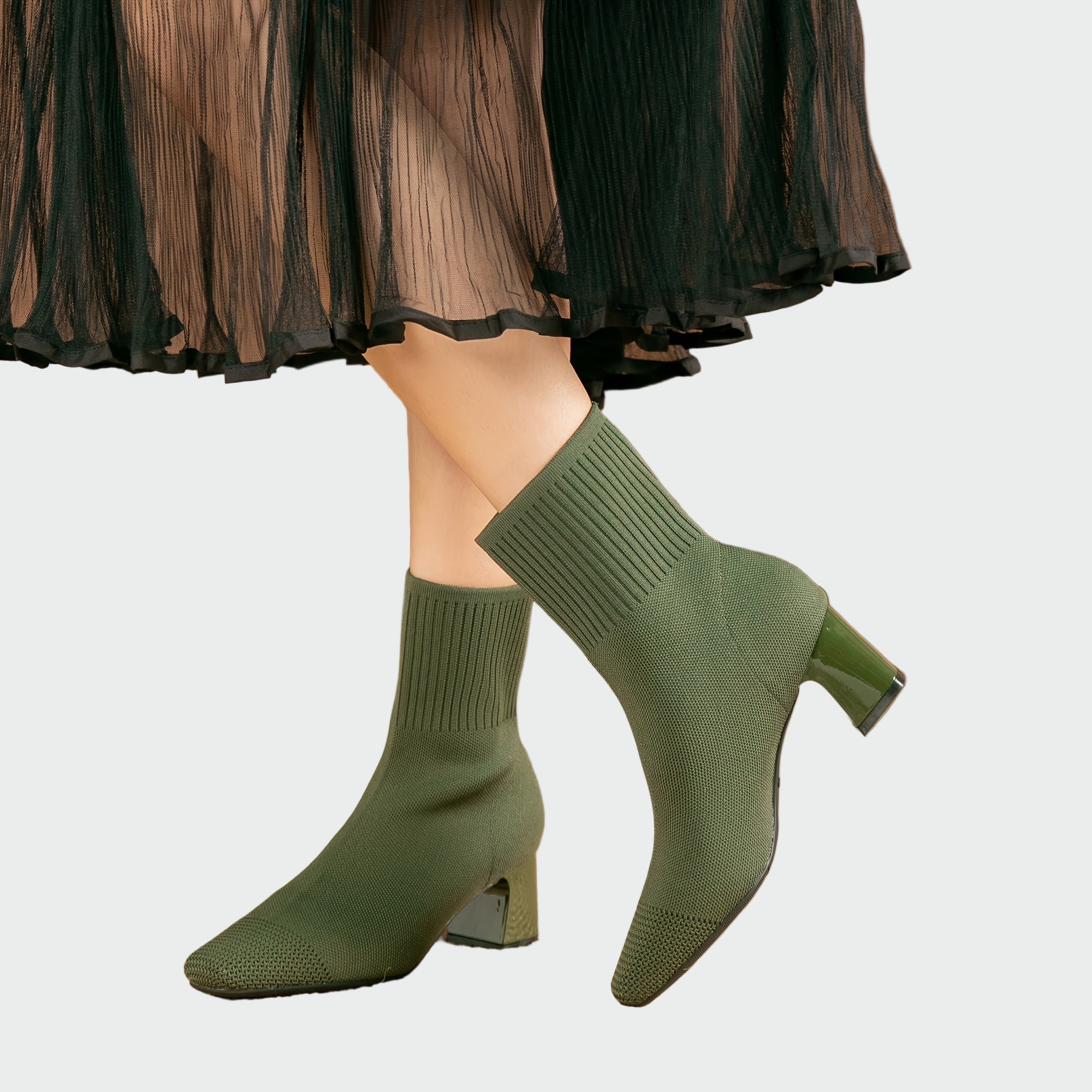 Gabriela Elegantní Pletené Kotníkové Kozačky Stabilní