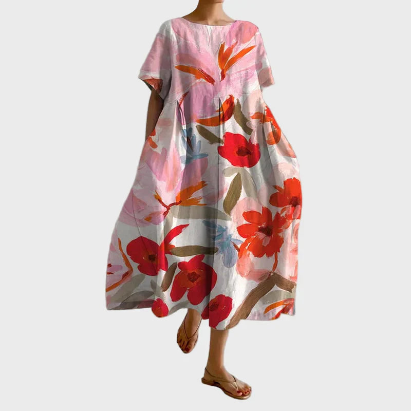 Anna Elegantní Šaty Květinověmalovanéplátno Jako Obraz