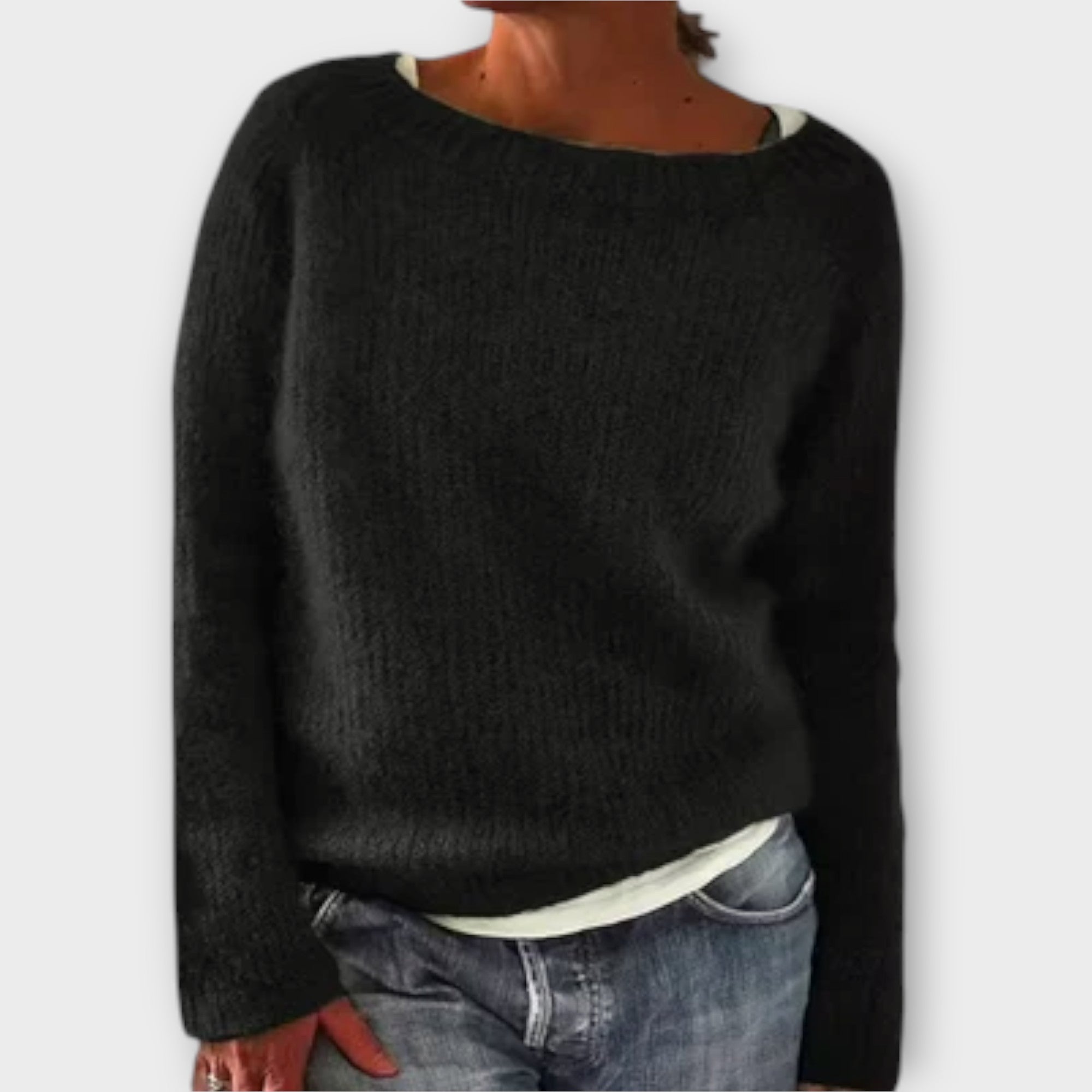 Solid color knit sweater