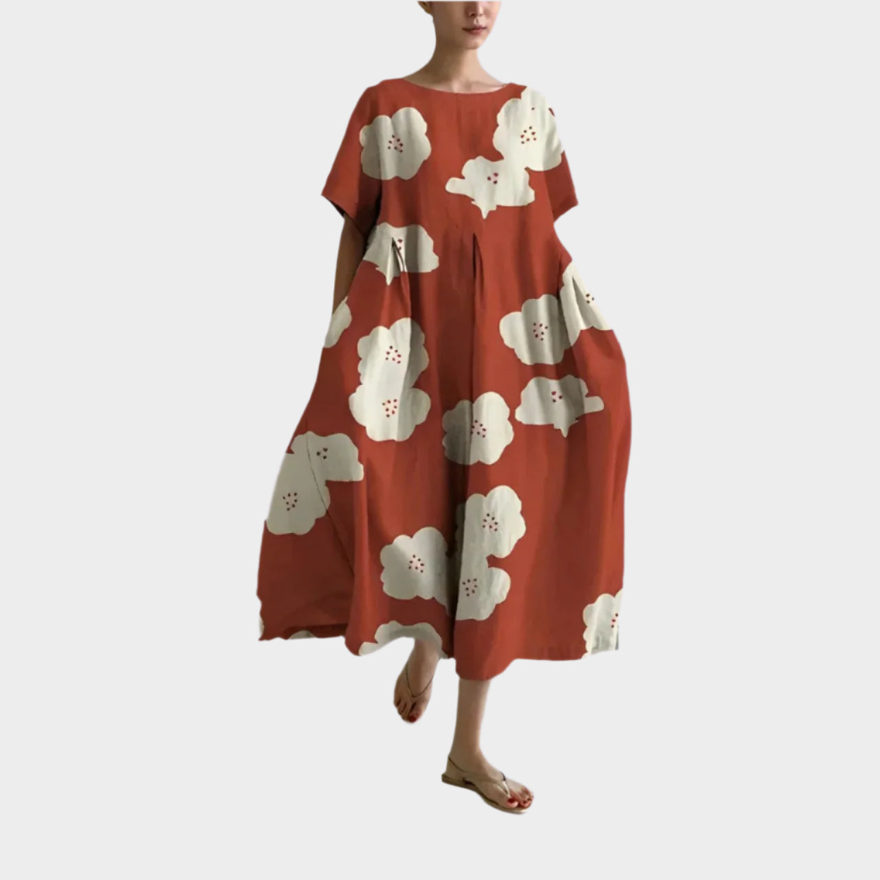 Magdaléna Elegantní Retrostylový Oversize Květinové Šaty