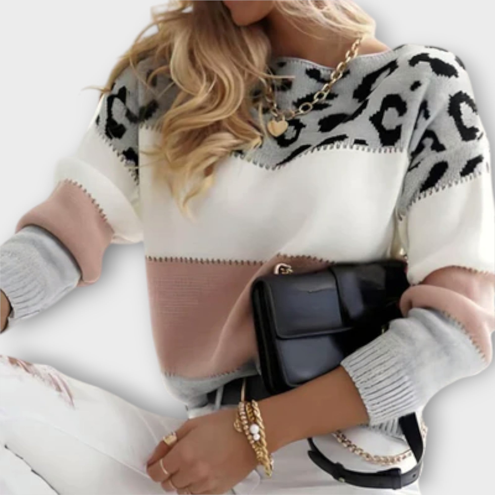 Casual Sweater with Leopard Design