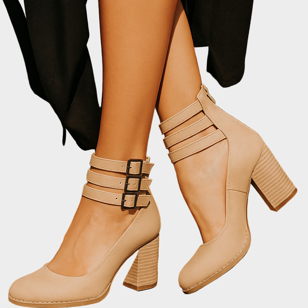 Karolína Sofistikovaná Kožené Kotníkové Boty Podpatek
