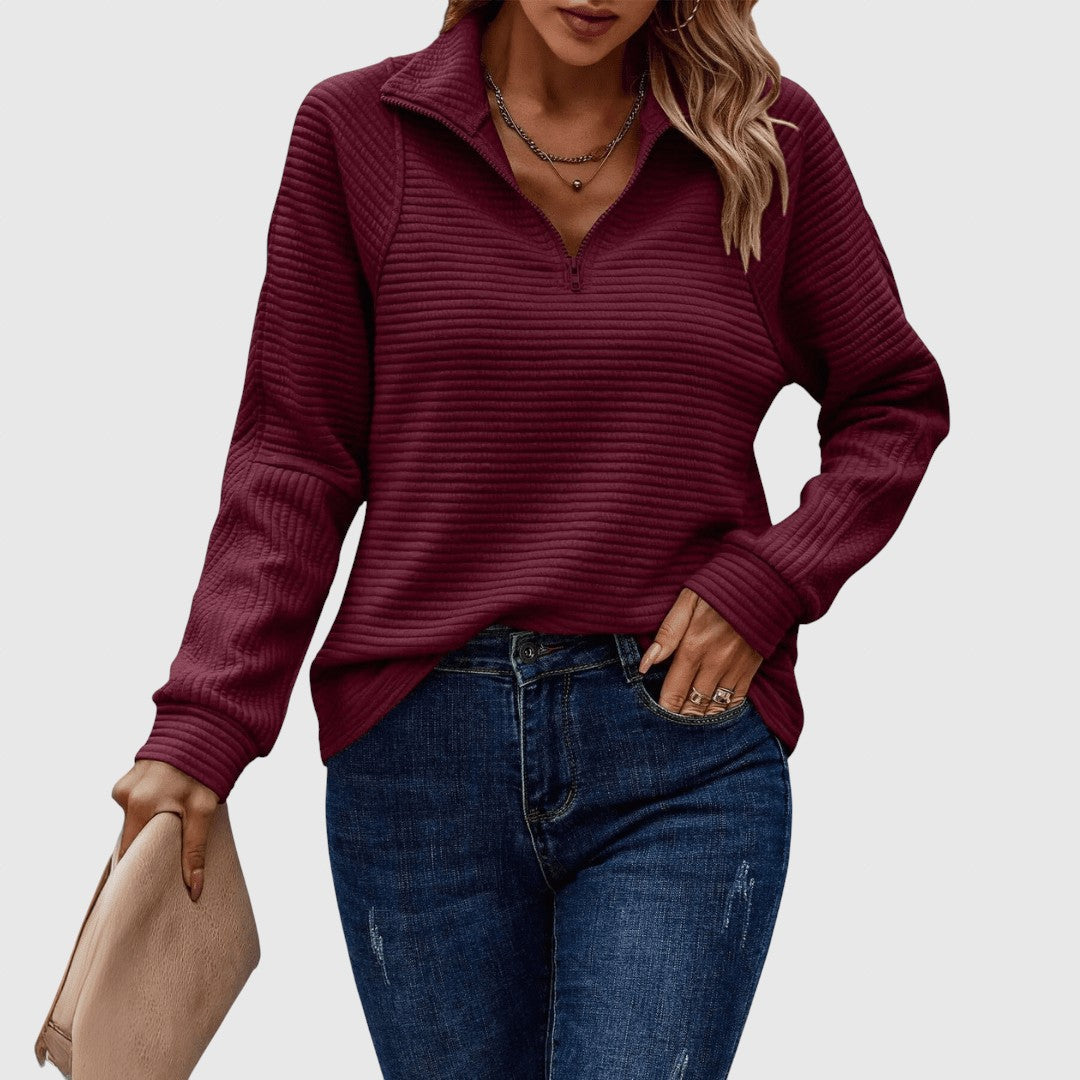 Lenka - Elegantní svetr s polovičním zipem