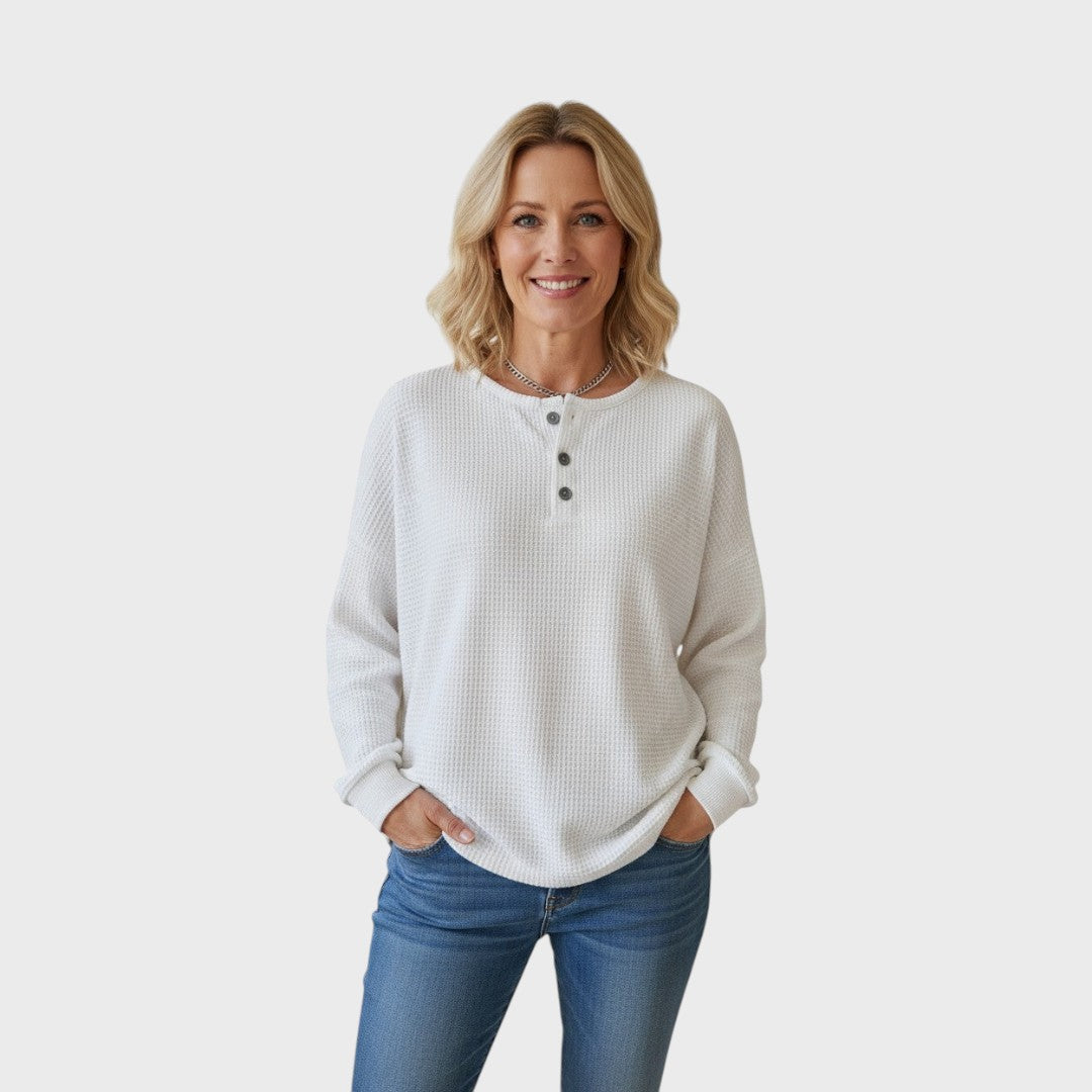 Helle | Vaflový úpletový svetr s knoflíky