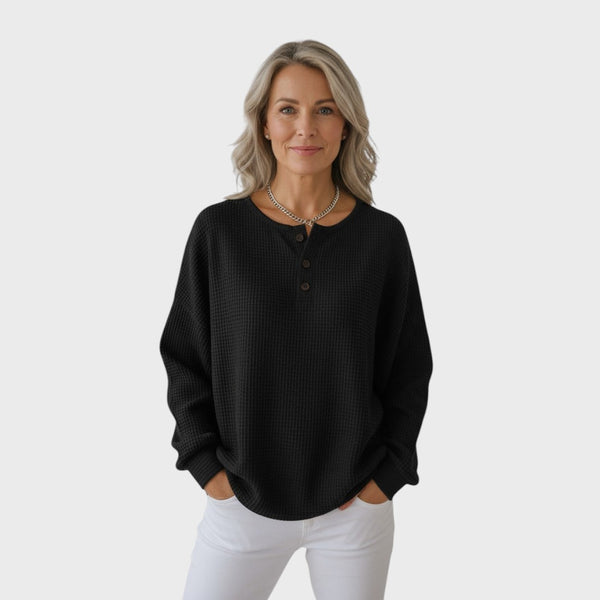 Helle | Vaflový úpletový svetr s knoflíky