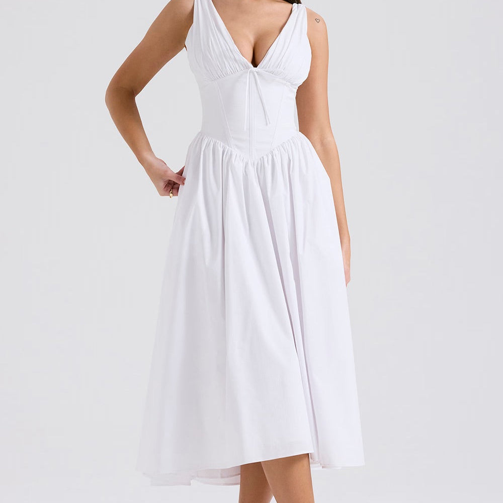 Karolína Romantická Vestido Midi Květinový Potiskem