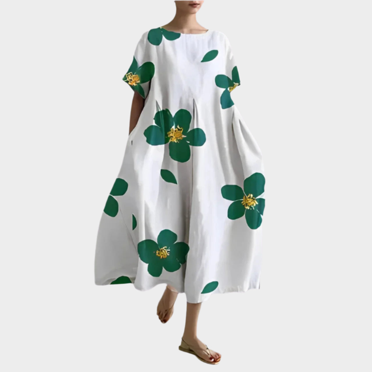 Magdaléna Elegantní Retrostylový Oversize Květinové Šaty