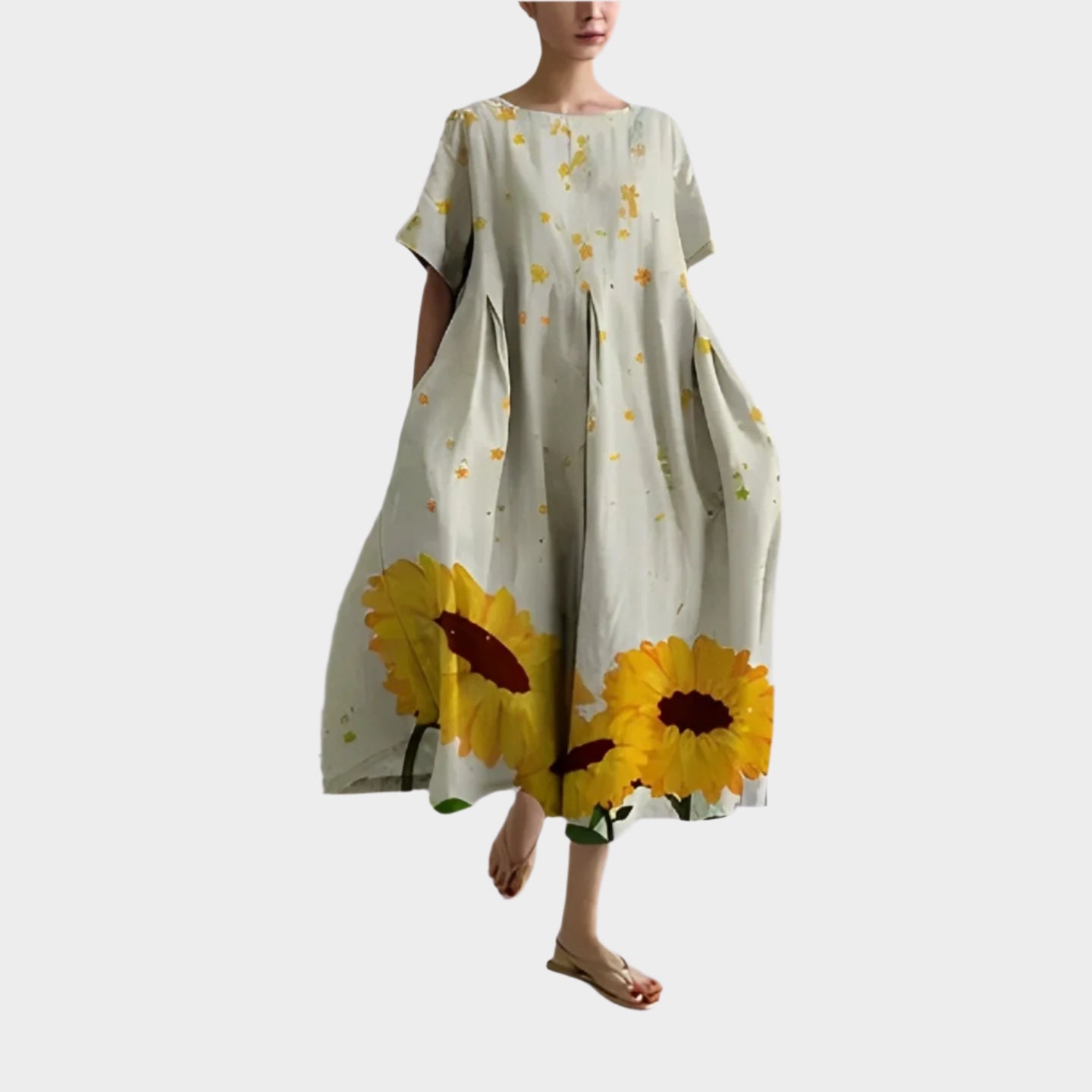 Magdaléna Elegantní Retrostylový Oversize Květinové Šaty