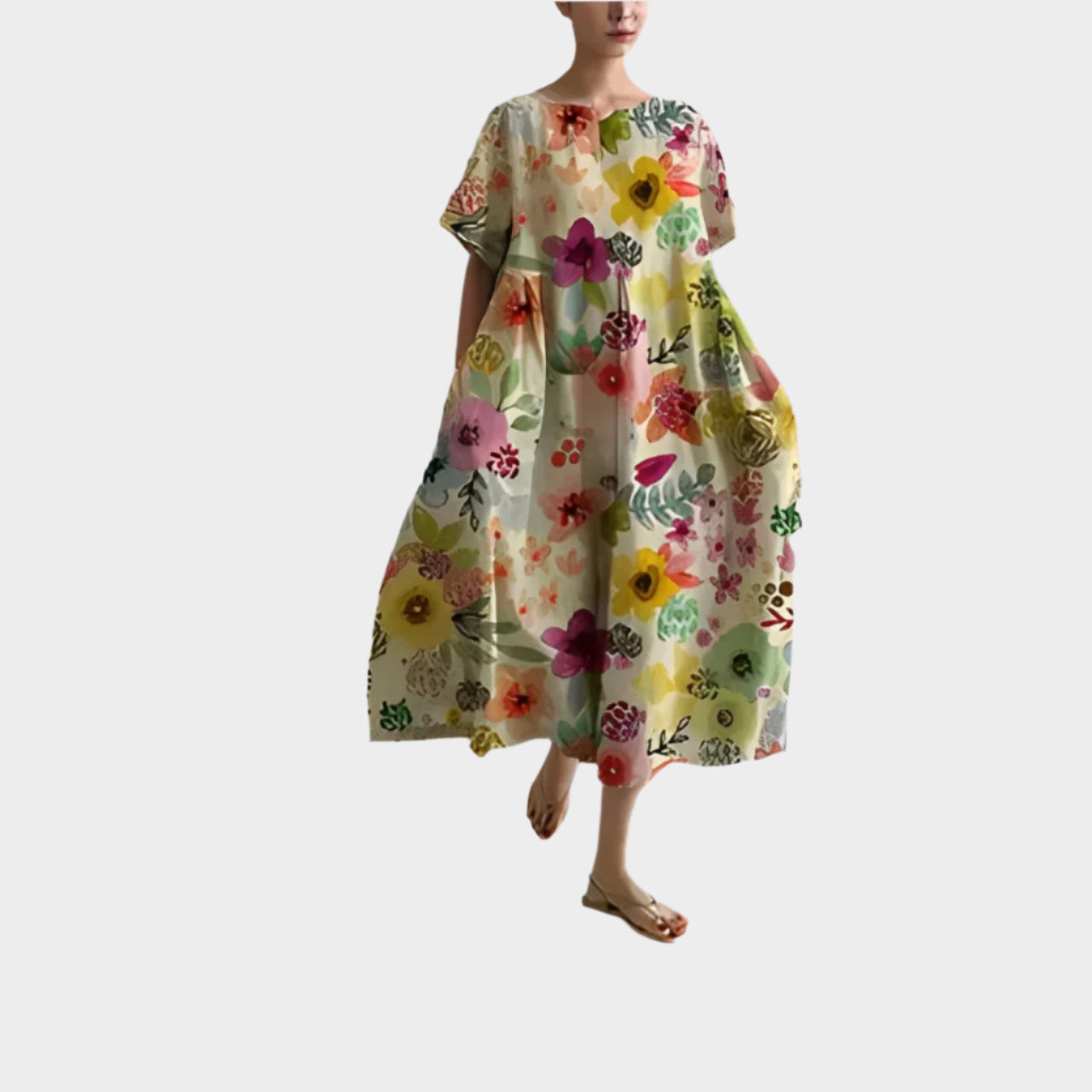 Magdaléna Elegantní Retrostylový Oversize Květinové Šaty