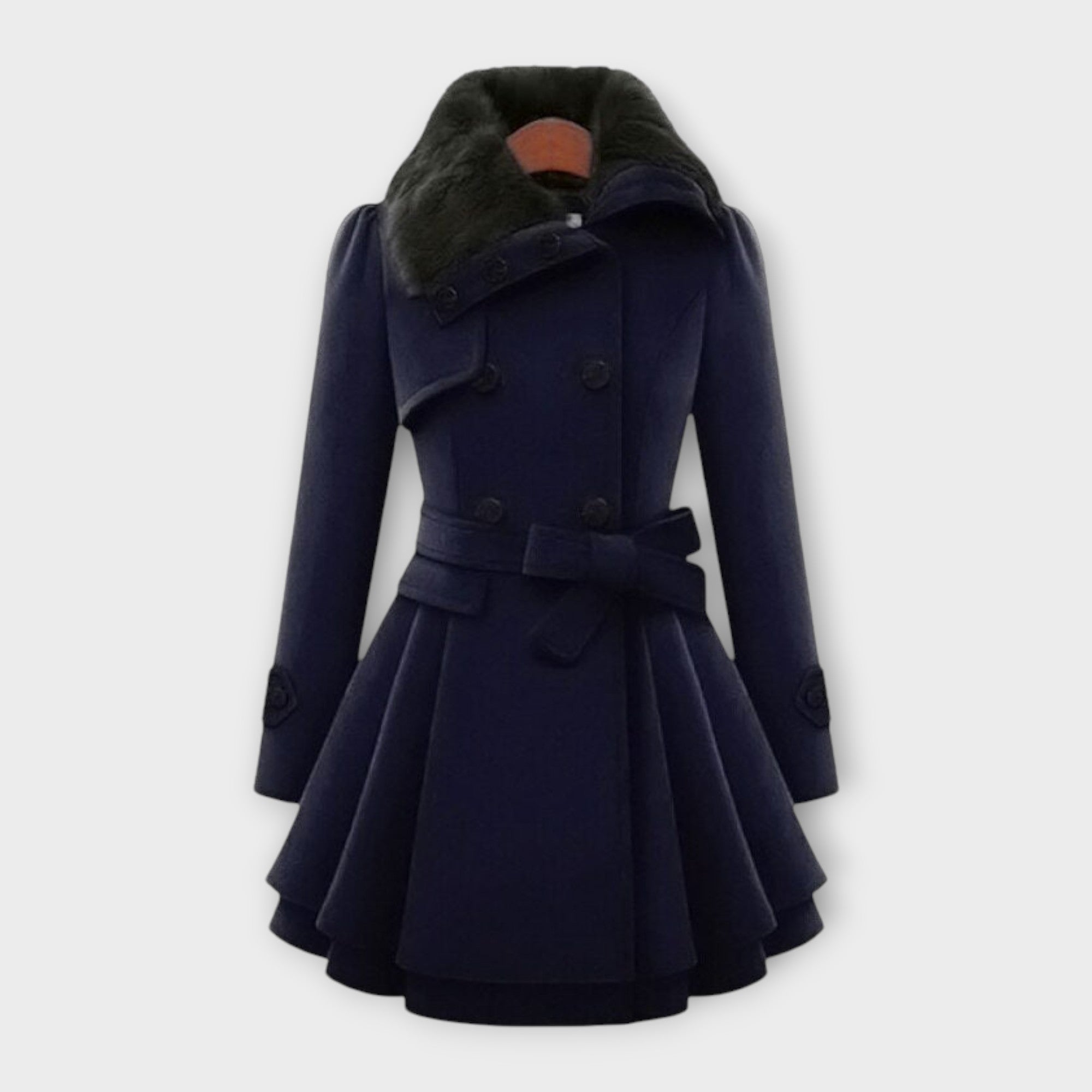 Elegant Coat with Synthetic Fur Collar