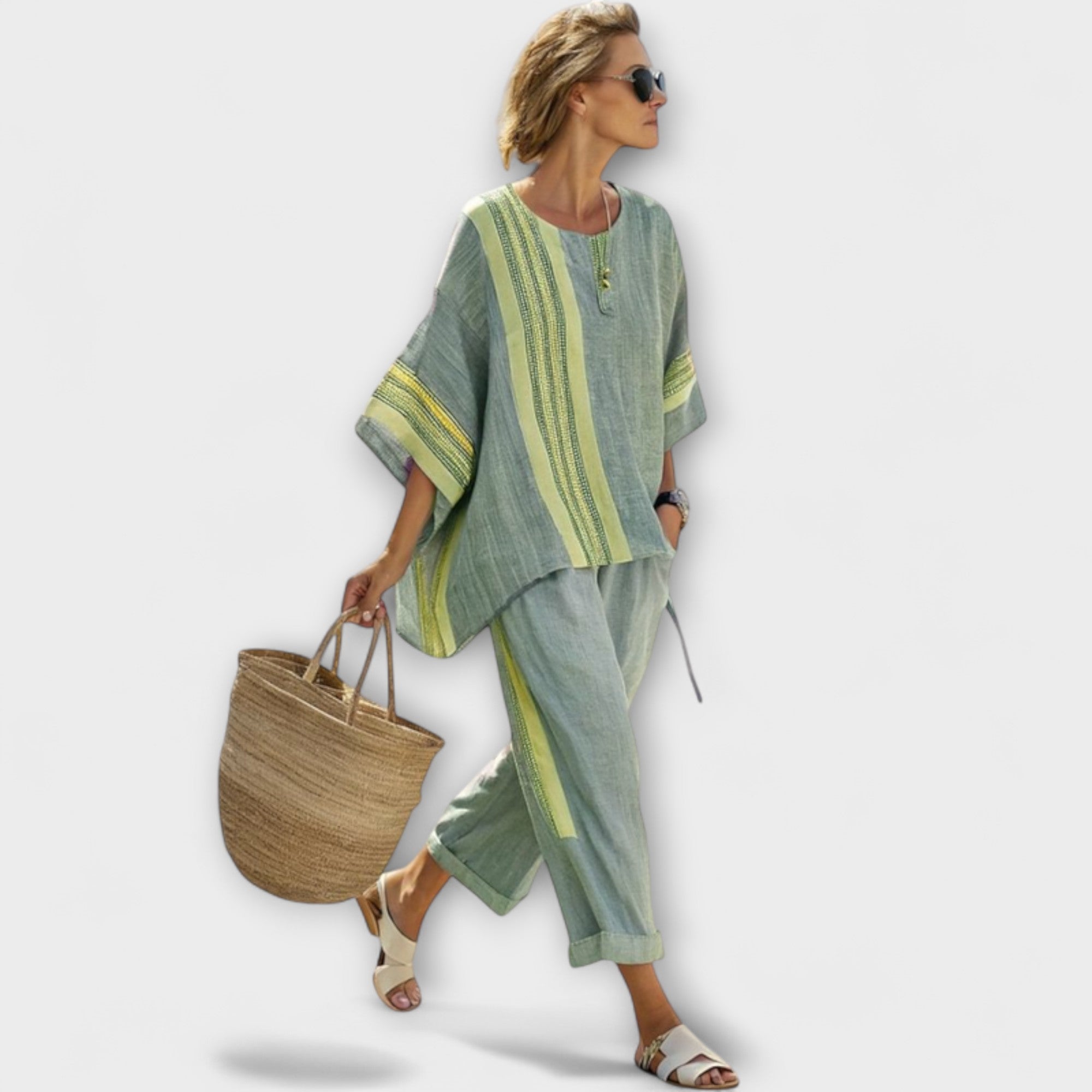 "Isabelle - Sada z bambusového lnu" could be rewritten as "Isabelle - Sada z bambusové tkaniny".