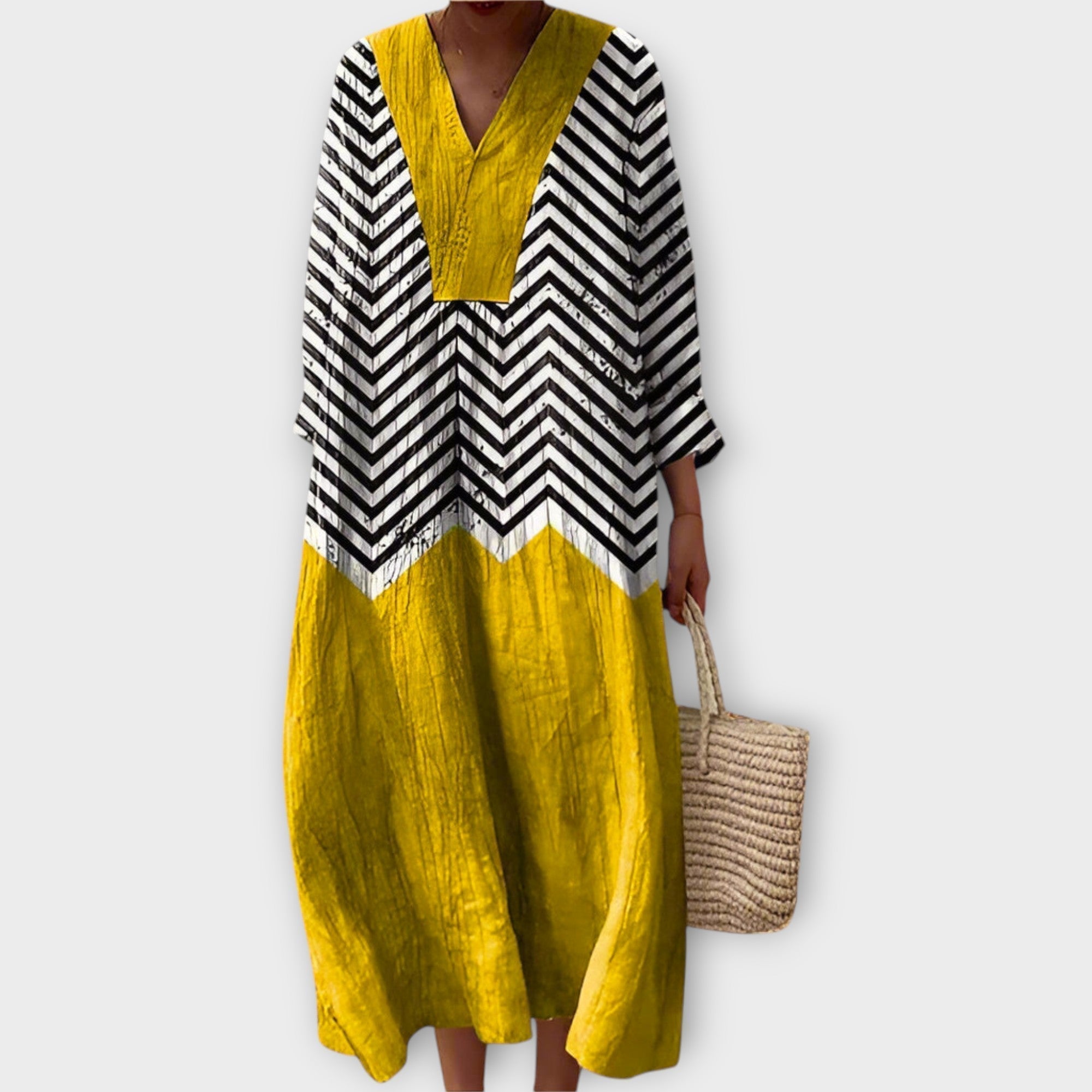 Magdaléna Elegantní Boho Šaty Zigzagový Sofistikovaný