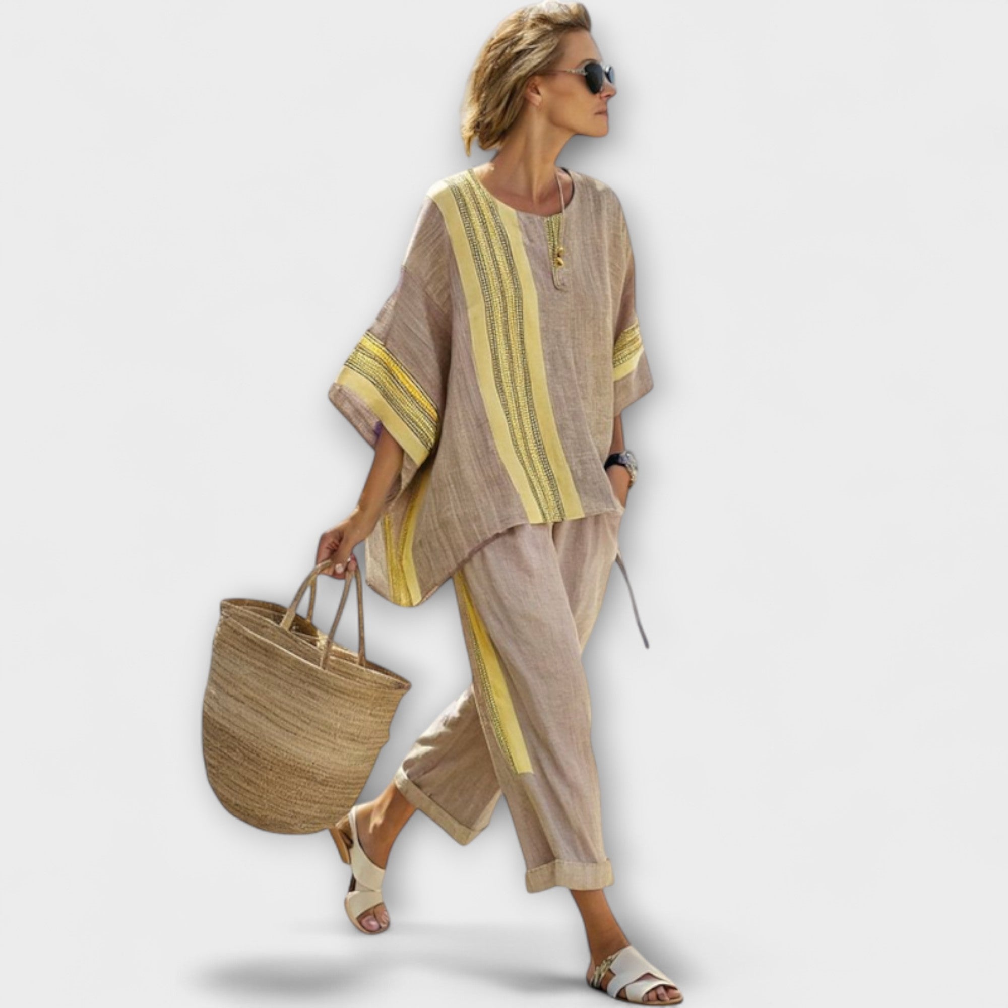 "Isabelle - Sada z bambusového lnu" could be rewritten as "Isabelle - Sada z bambusové tkaniny".