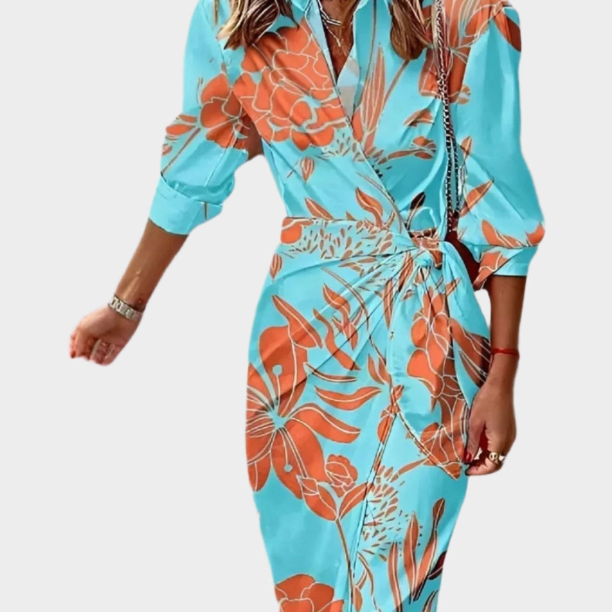 Karolína Sofistikované Splývavé Jemné Šaty Potiskem