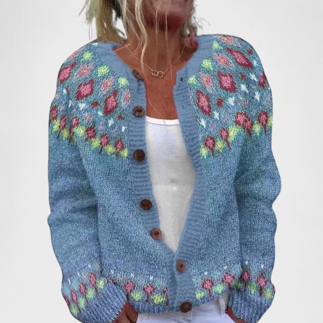 Chic Patterned Loose Knit Cardigan