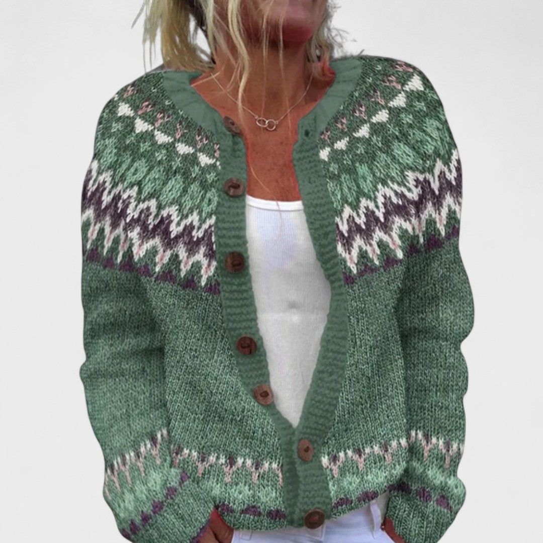 Chic Patterned Loose Knit Cardigan