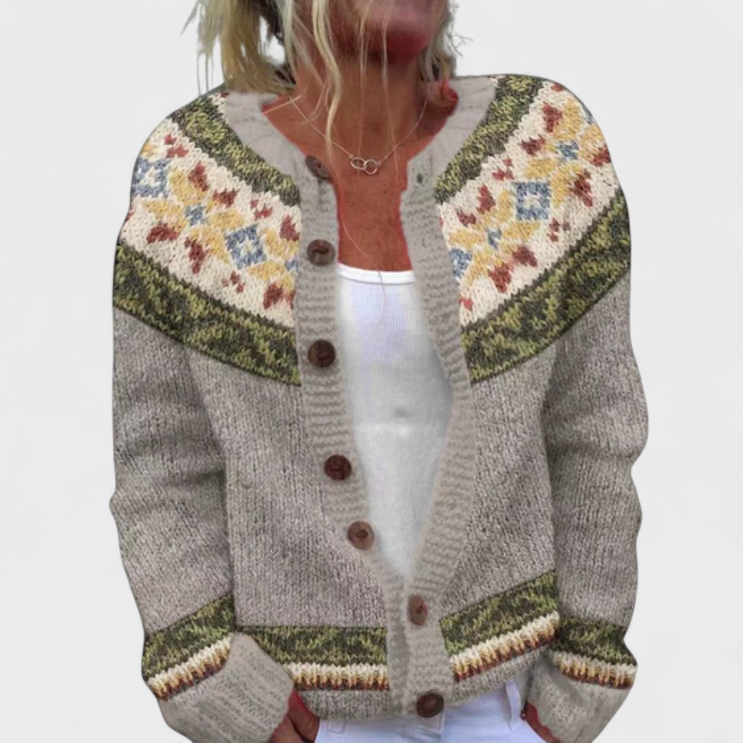 Chic Patterned Loose Knit Cardigan