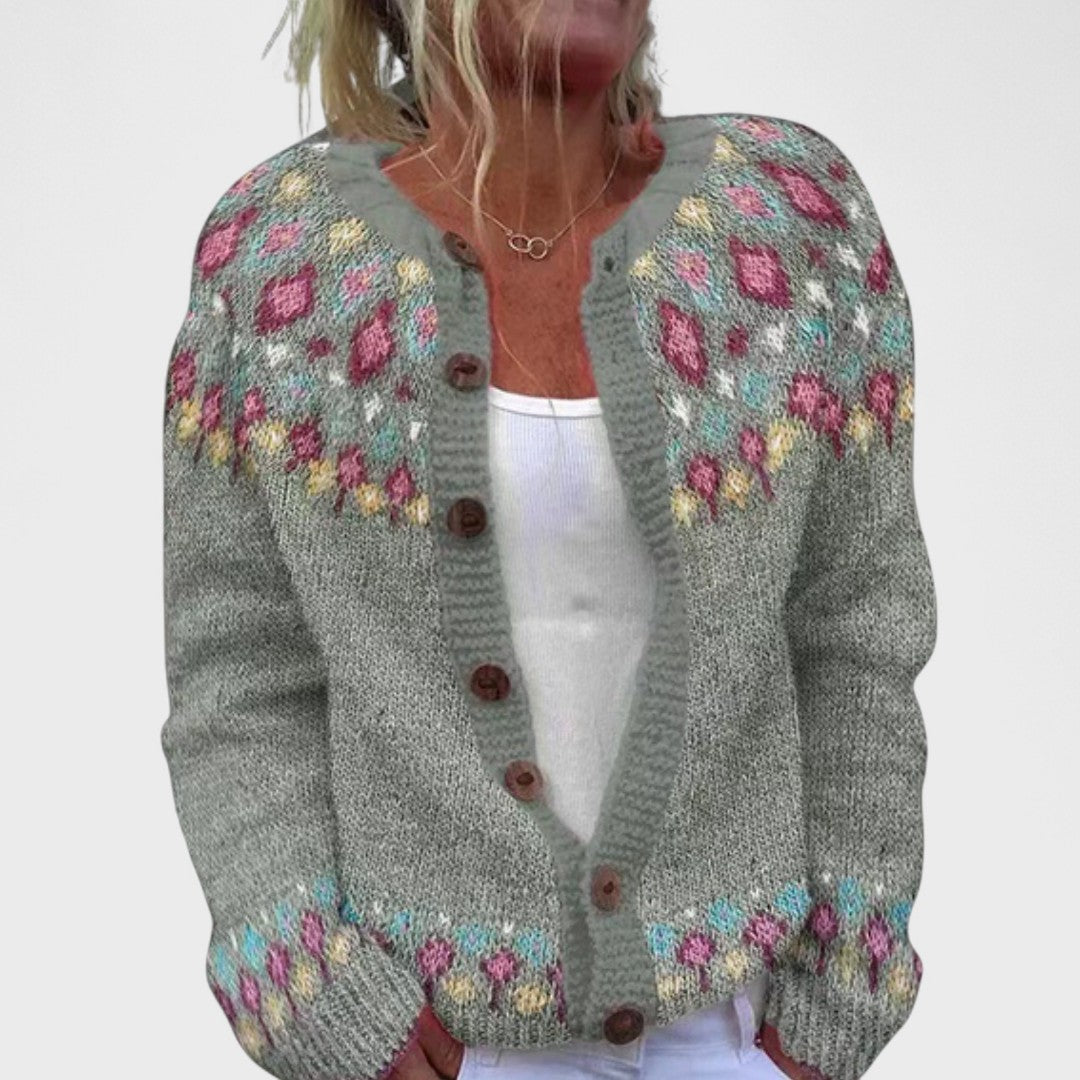 Chic Patterned Loose Knit Cardigan