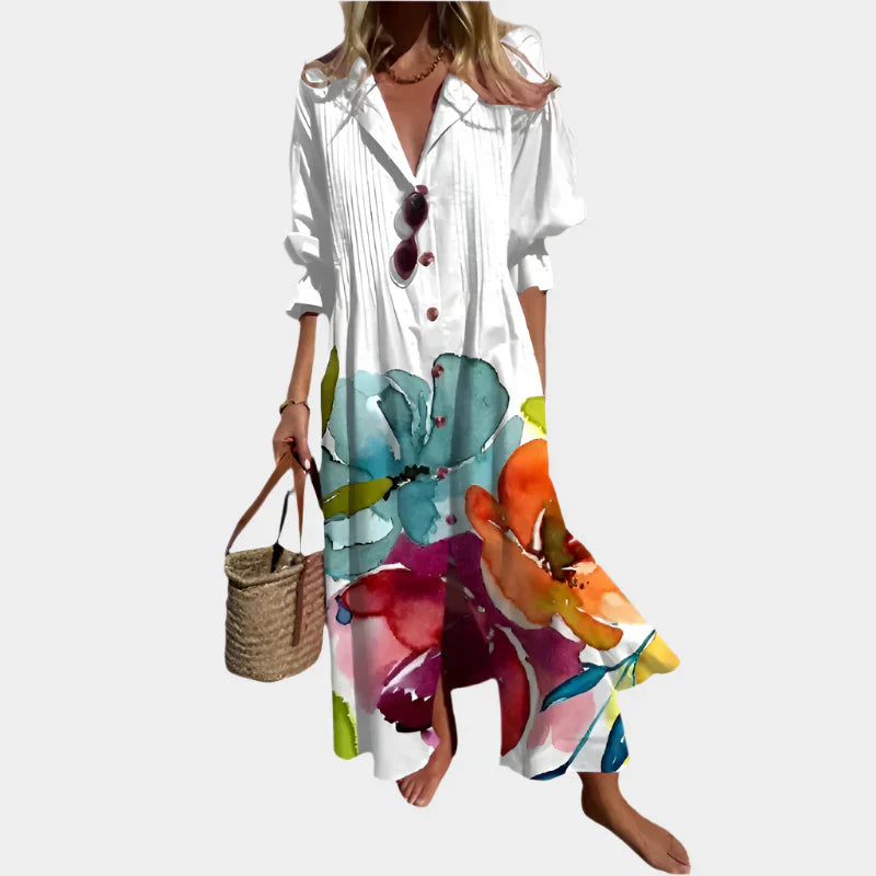 Magdaléna Elegantní Boho Letní Šaty NabíranýmiRukávy