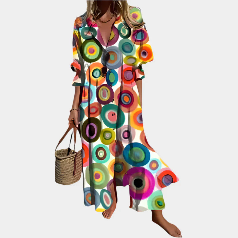 Magdaléna Elegantní Boho Letní Šaty NabíranýmiRukávy