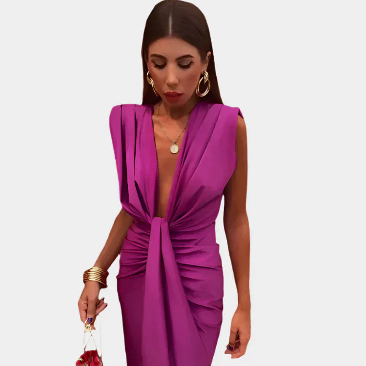 Viktorie Elegantní Spirálové Večerní Drapeované Šaty