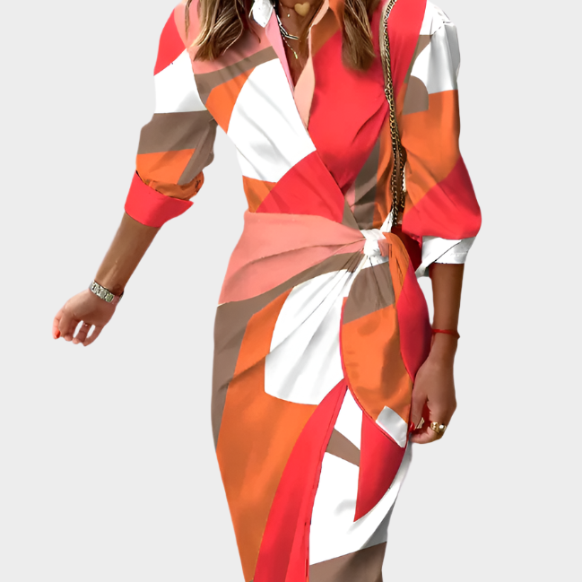 Věnceslava Elegantní Midi Šaty Drapé Minimalistické